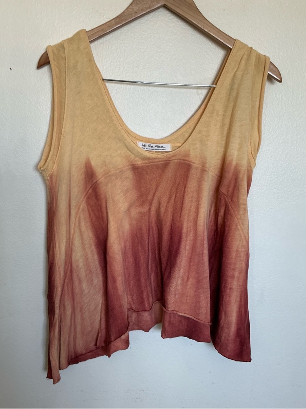We The Free Women's Ombre Sleeveless Tank - Yellow to Rust sunset small